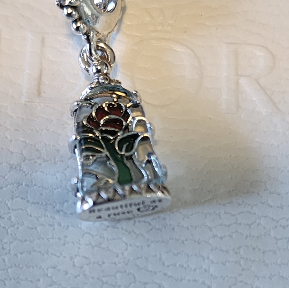 Pandora Disney Beauty and the Beast Enchanted Rose Dangle Charm - Picture 3 of 11